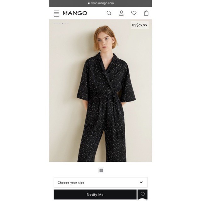 Jumpsuit MANGO chấm bi size S