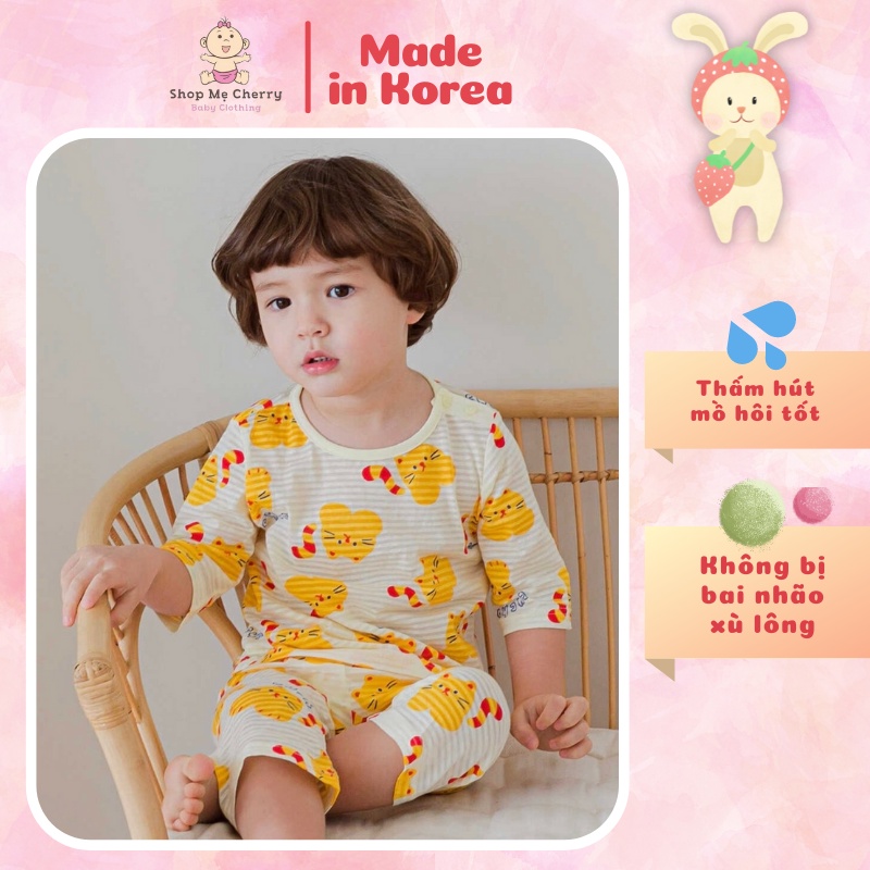 Bộ Lửng Cao Cấp Cho Bé Nội Địa Hàn Quốc Của Hãng Cordii Chất Cotton giấy Organic Mẫu Mèo Vàng