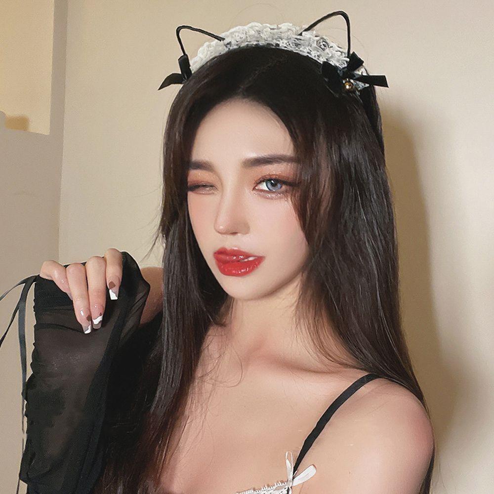 Băng Đô Cài Tóc Bằng Vải Ren Không Trơn Có Chuông Cổ Điển Cho Nữ