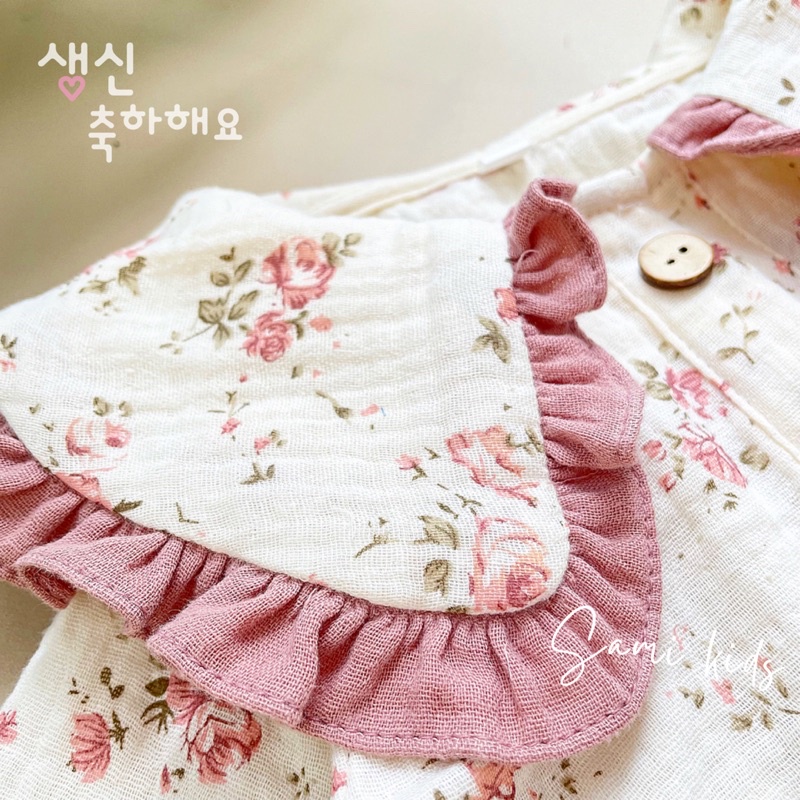 body dài tay cổ bèo xô Muslin mềm mại 4-15kg SAMIKIDS