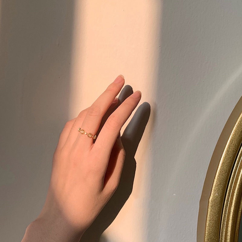 Nhẫn bạc 925 SUMMERY đá mắt mèo nhân tạo kiểu hở điều chỉnh theo size tay S925 mạ vàng