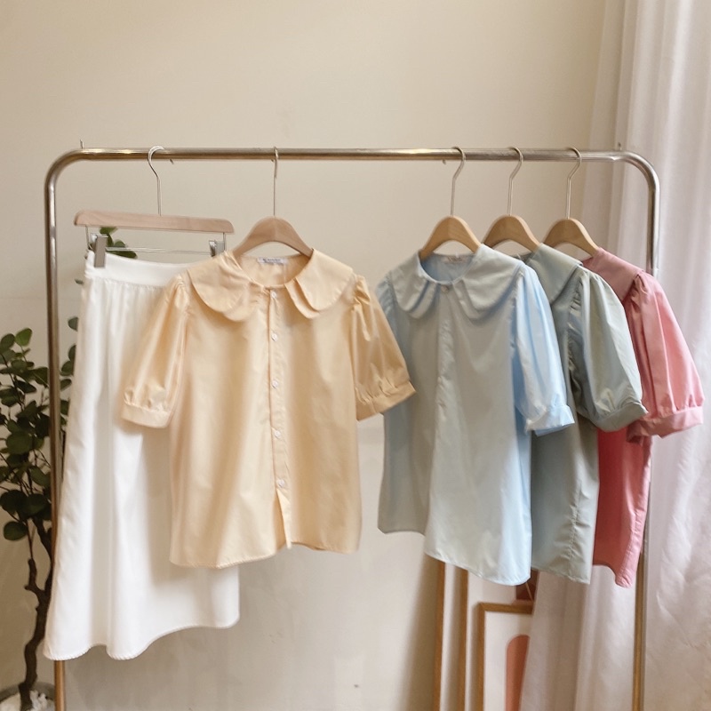 Áo sơ mi cổ 2 lá sen