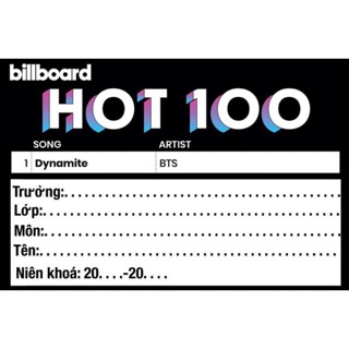 Sét 20 nhãn vở HOT 100 , nhãn vở BTS HOT 100/ nhãn vở billboard hot100