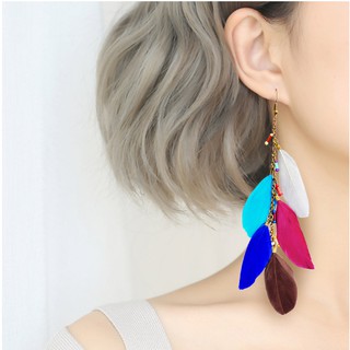 Khuyên tai lông vũ / vintage / boho / bohemian