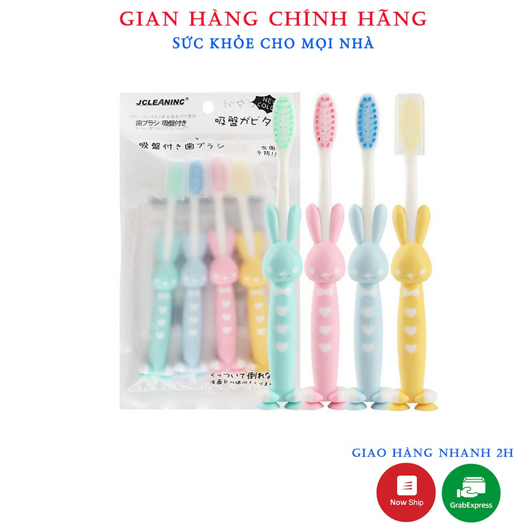 Combo 4 Bàn Chải Đánh Răng Cho Bé.Hình Thú Ngỗ Nghĩnh Có Hộp Đựng Sạch Gọn