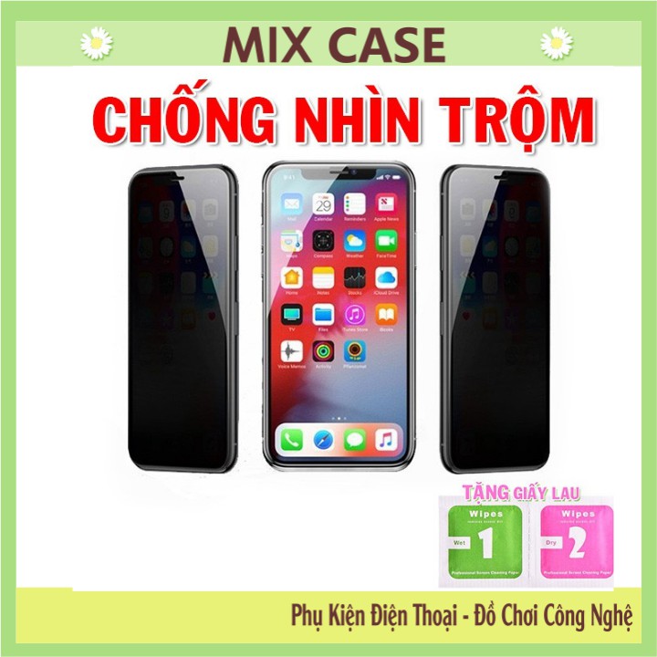 Kính cường lực chống nhìn trộm iphone Full Màn Cảm Ứng Mượt Chống Ánh Sáng Xanh Bảo vệ Mắt