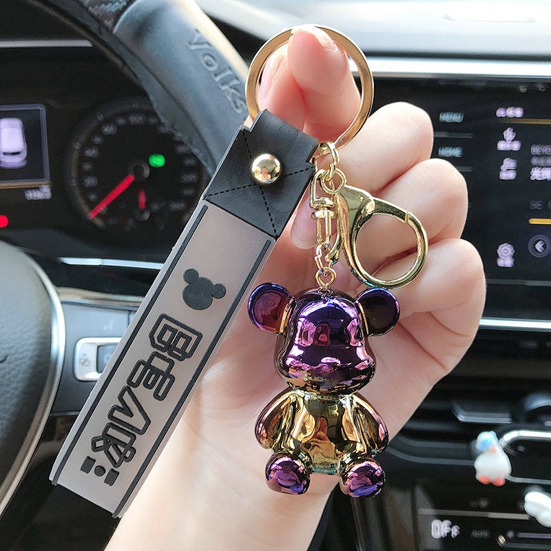 Electroplated Acrylic Violent Bear Key Chain Schoolbag Pendant Creative Doll Toy Bag Package Pendant Lovely Key Buckle Auto department store supplies