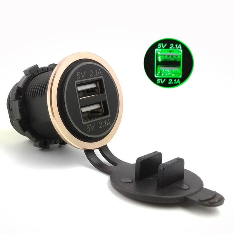 Waterproof DC 12V 24V 5V 2.A Motorcycle Boat Car Dual USB Charger LED Power Adapter For Mobile Phone Tablet PC GPS
