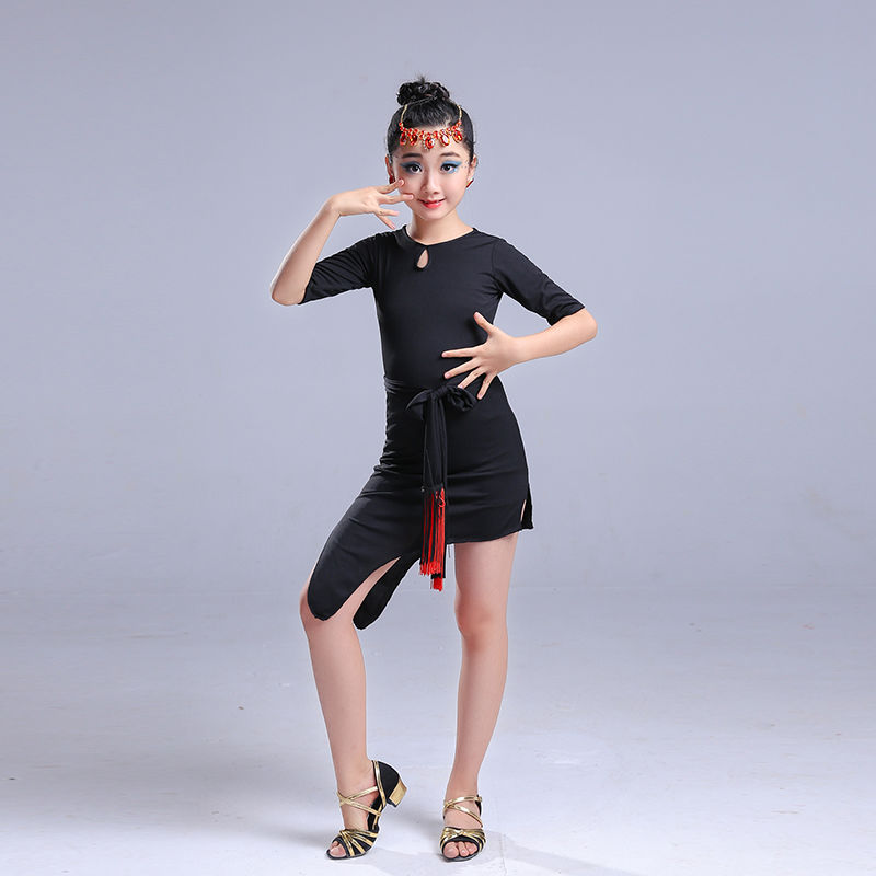 Đầm khiêu vũ latin tay ngắn xinh xắn tùy chọn họa tiết dành cho bé gái