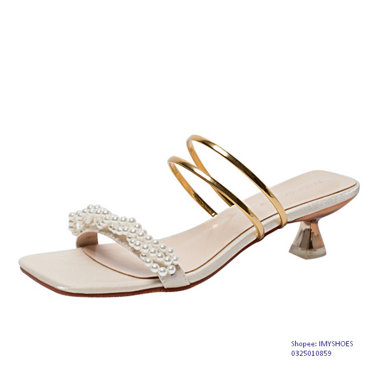 SANDAL CAO GÓT QUAI NGỌC, GIÀY CAO GÓT DA MỀM ÊM CHÂN - IMYSHOES MẪU 09