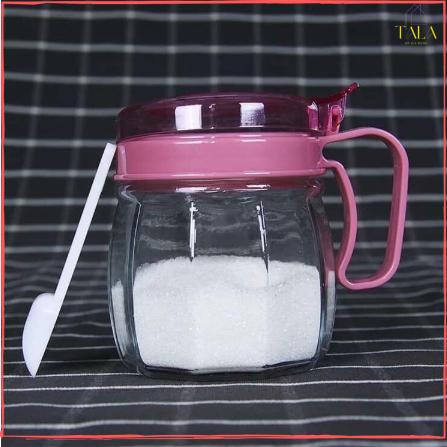 Bộ 5 Lọ Thủy Tinh Đựng Gia Vị Cao Cấp Nắp Hồng
