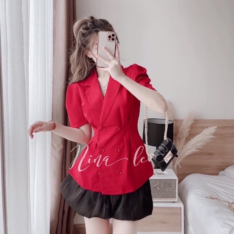 l SIÊU HOT l Set áo vest + chân váy tơ