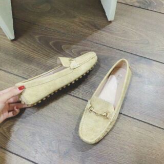 Giày lười da lộn mềm êm