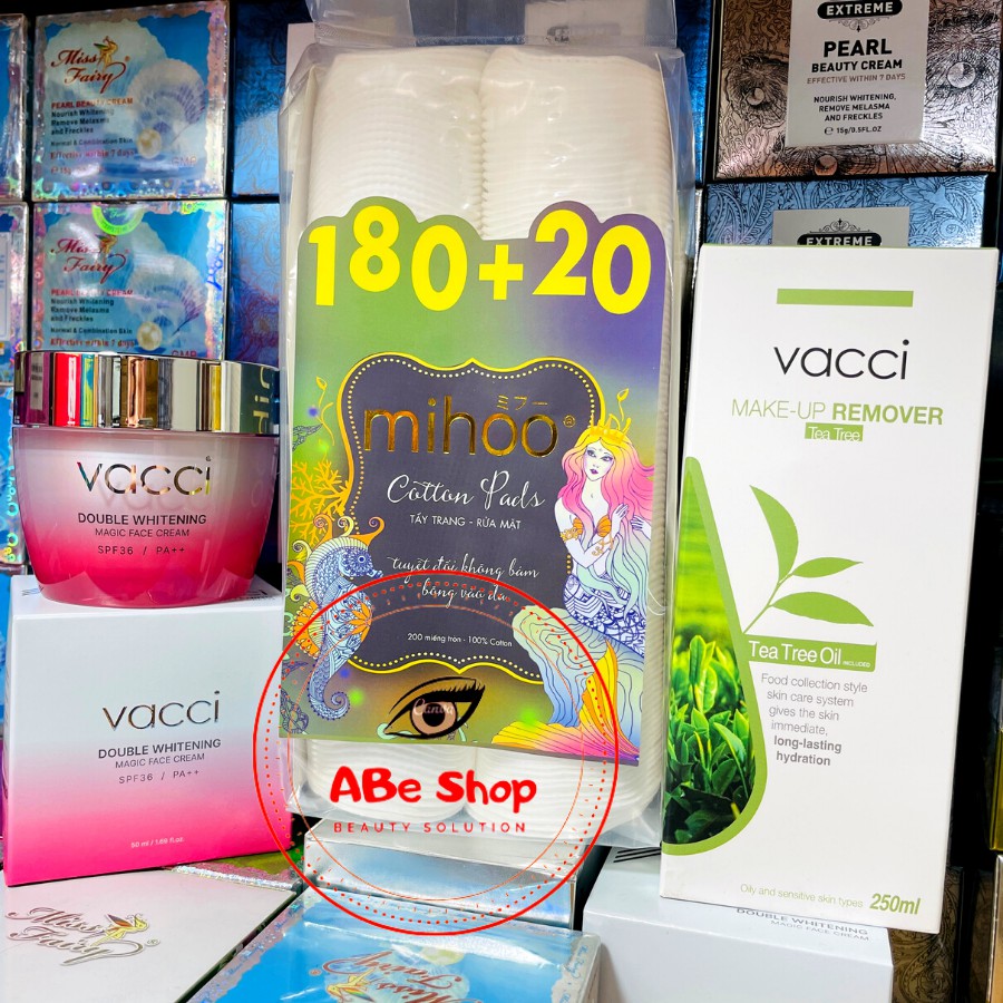 BÔNG TẨY TRANG MIHOO 200 miếng - 100% Cotton mềm mịn | BigBuy360 - bigbuy360.vn