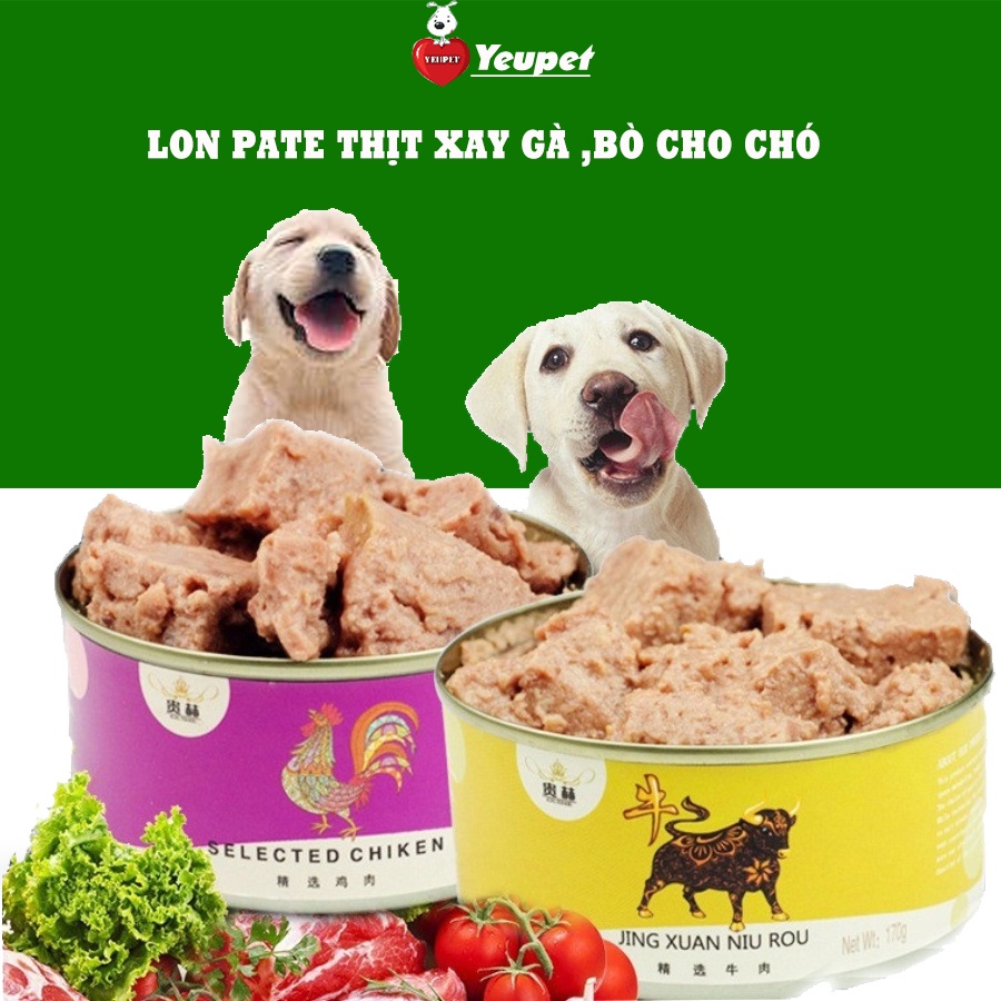 Thức ăn Pate loncho chó mèo vị bò và gà -170gr bổ sung nước cung cấp đầy đủ dinh dưỡng