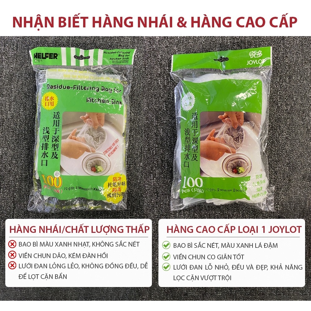 Túi Lọc Rác Bồn Rửa Bát JOYLOT | Túi 100 LỌC RÁC | Có Chun