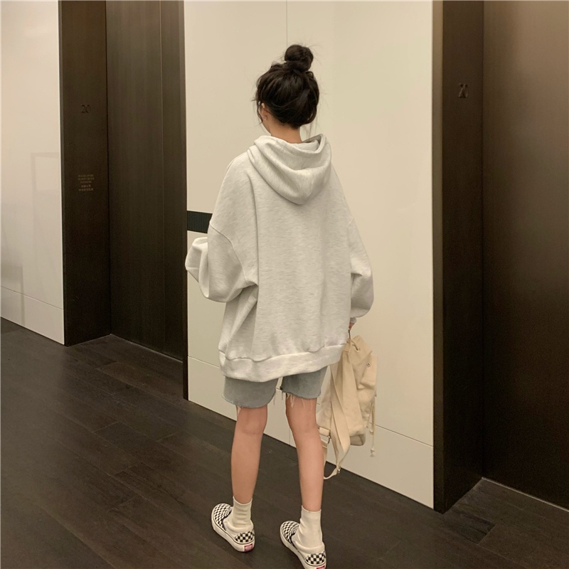 ZHELIHANGFEI Áo Hoodie Tay Dài Họa Tiết In Theo Phong Cách Preppy