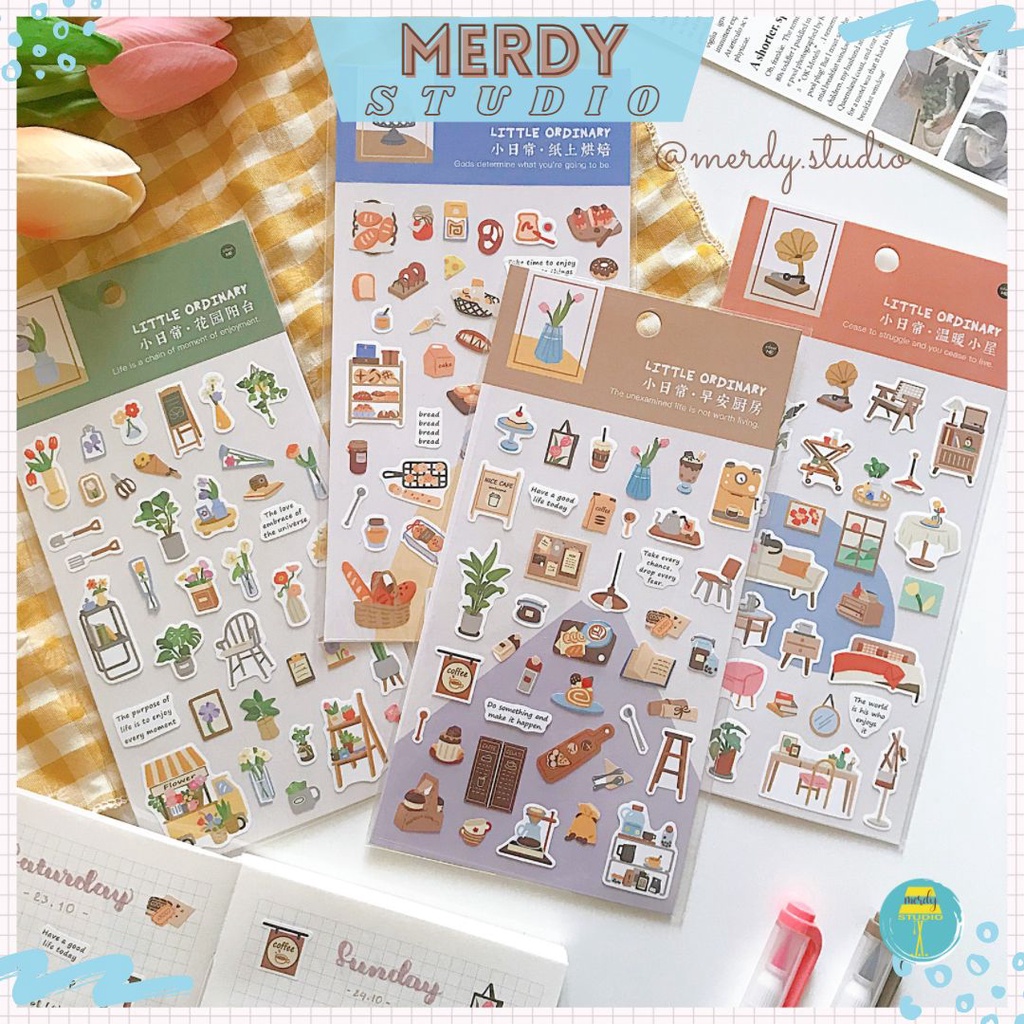 Sticker Little Ordinary phong cách Hàn Quốc dán trang trí bullet journal