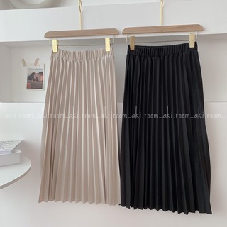 Chân váy xếp ly cạp chun thun vân chéo