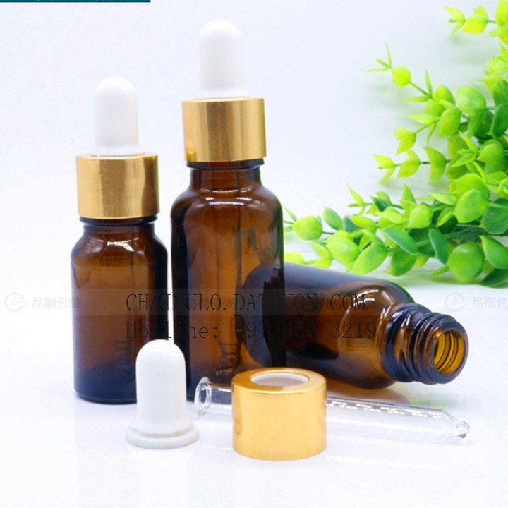 Combo 20 Chai lọ đựng tinh dầu 05ml, tinh chất nắp bóp màu nhôm vàng