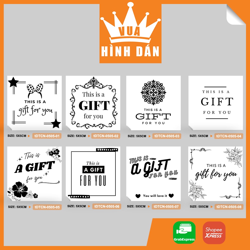Set 50/100 Sticker this is a gift for you 5x5cm, đây là món quà dành cho bạn - tem dán đơn hàng dành cho shop (1.022)
