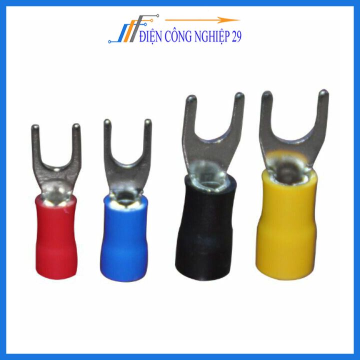 Đầu cos dây điện chữ Y bọc nhựa SV 1.25, đầu cốt chỉa đồng bấm dây 1.5mm