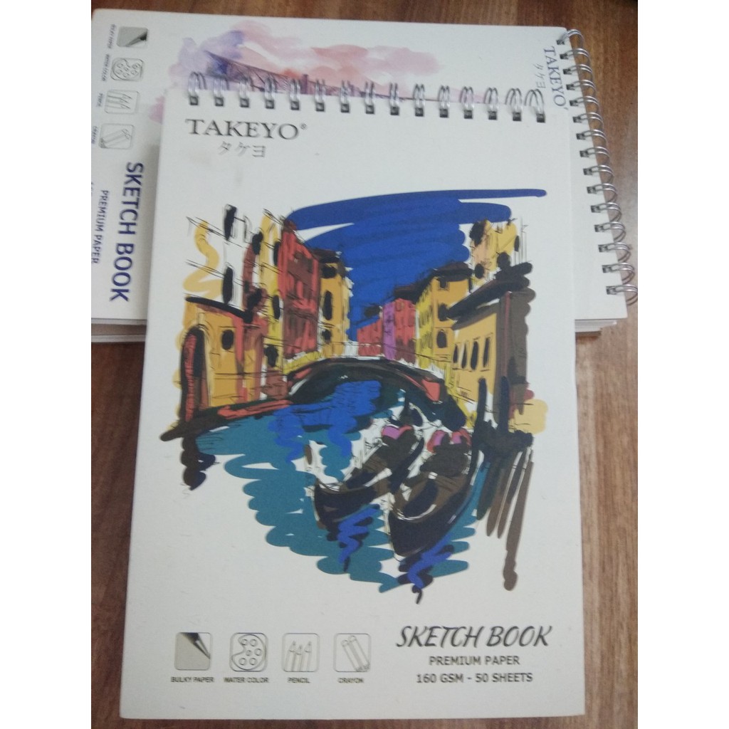 01 Vở vẽ lò xo TAKEYO khổ A4 21x30cm 50 tờ 160gsm