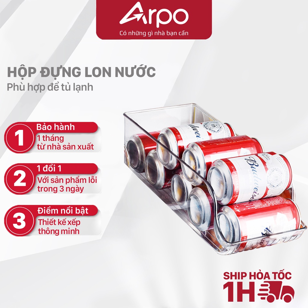 Hộp Nhựa Tủ Lạnh Đựng Lon Nước Chống Xóc - Khay Tủ Lạnh Thiết Kế Xếp Chồng Tiết Kiệm Diện Tích