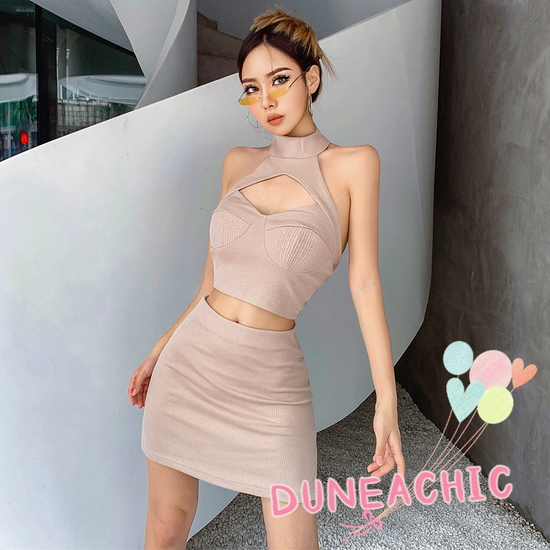 Set Áo Lửng 2 Dây Hở Lưng + Chân Váy Bút Chì Thời Trang Nữ