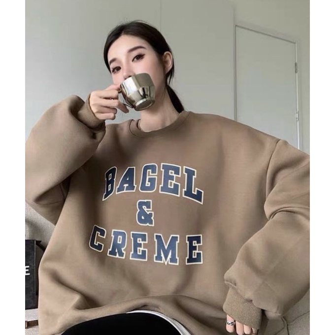 [Rẻ Vô Địch] Áo swt nỉ cổ tròn cotton tay bồng ------- ÁO NỈ SWEATER BAGEL & CREME | BigBuy360 - bigbuy360.vn
