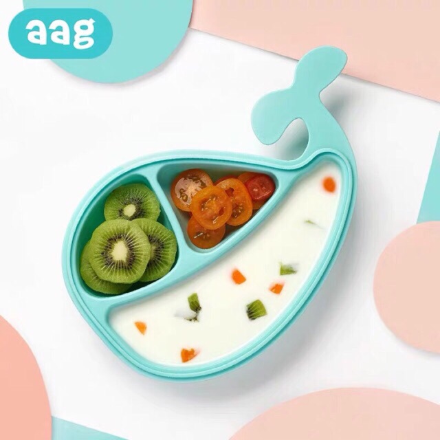 Khay ăn dặm chống trượt hình cá heo AAG