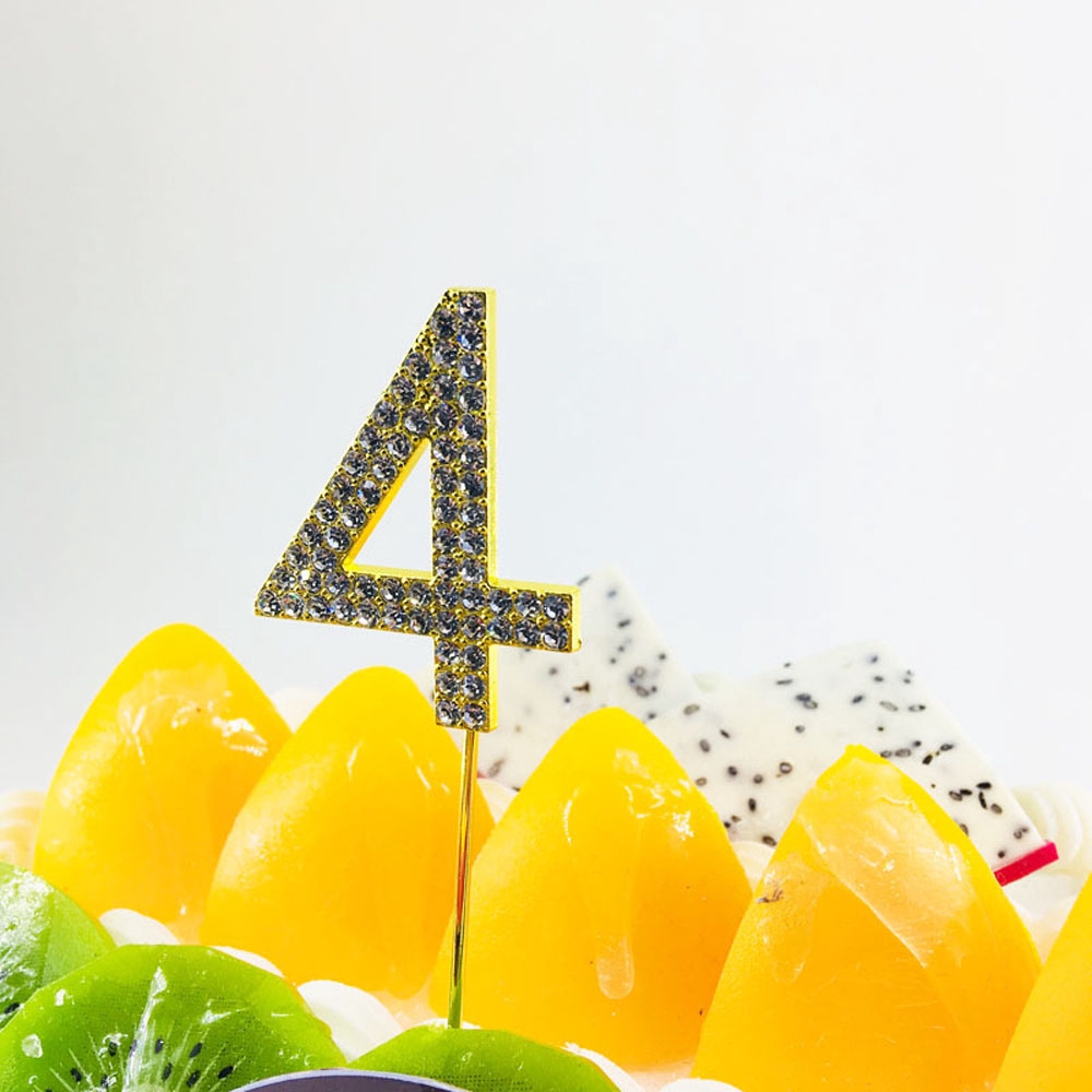 Clever Cake Topper Number&quot;0-9&quot; Gold Diamond-studded Cupcake Dessert Anniversary Birthday Wedding Supplies