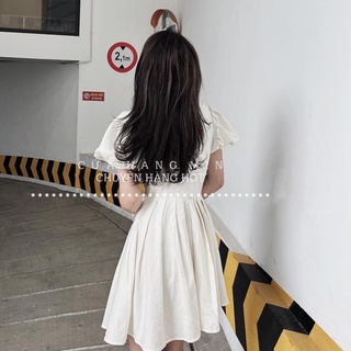 Váy thô cổ V tay bồng