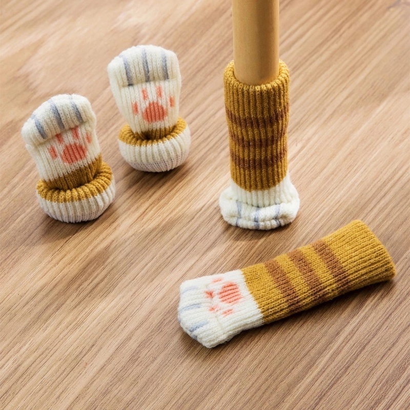1 Vỏ Bọc Chân Bàn Ghế Hình Dấu Chân Mèo Chống Trượt Chống Mòn Tiện Dụng