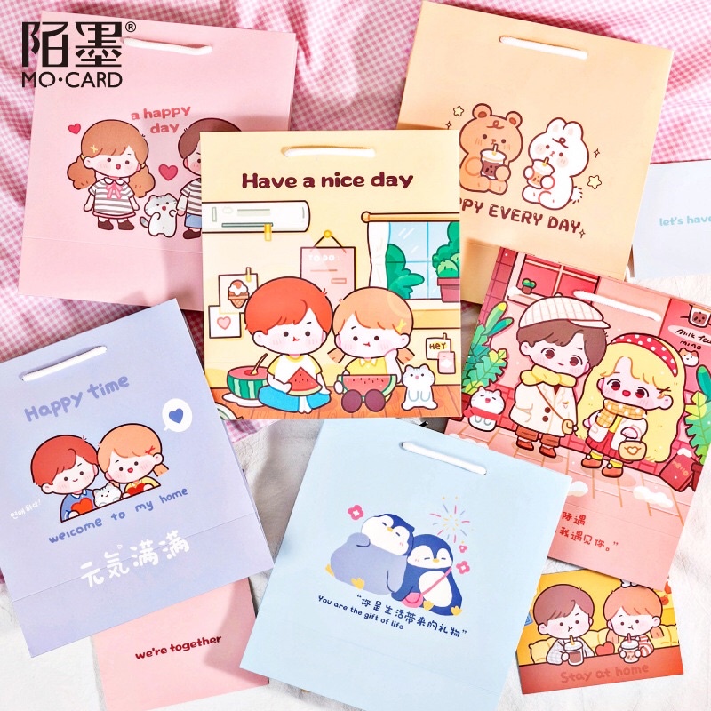 Túi giấy đựng quà chúc mừng quà sinh nhật anh đào phong cách Nhật Bản loại dày túi đựng Tết đi lễ