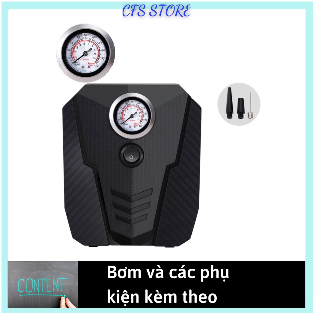 Bơm lốp ô tô, xe hơi mini dùng điện 12V chế độ tự động