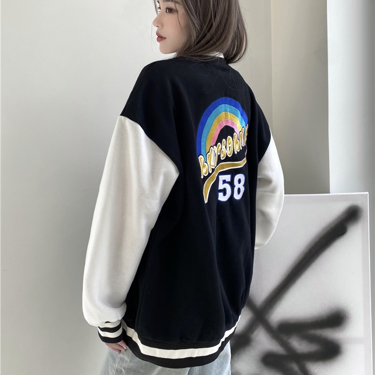 Áo khoác bomber nam nữ 2 lớp Yinxx, áo khoác nỉ varsity jacket form rộng AK14