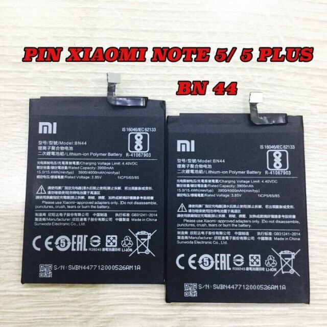 Pin xiaomi note 5 /5plus mã trên pin BN 44