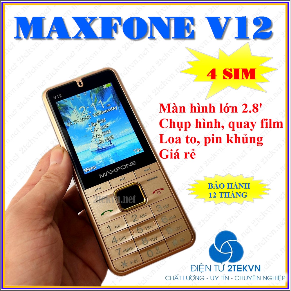 Điện thoại 4 sim mới nhất 2020 MaxFone V12 giá rẻ