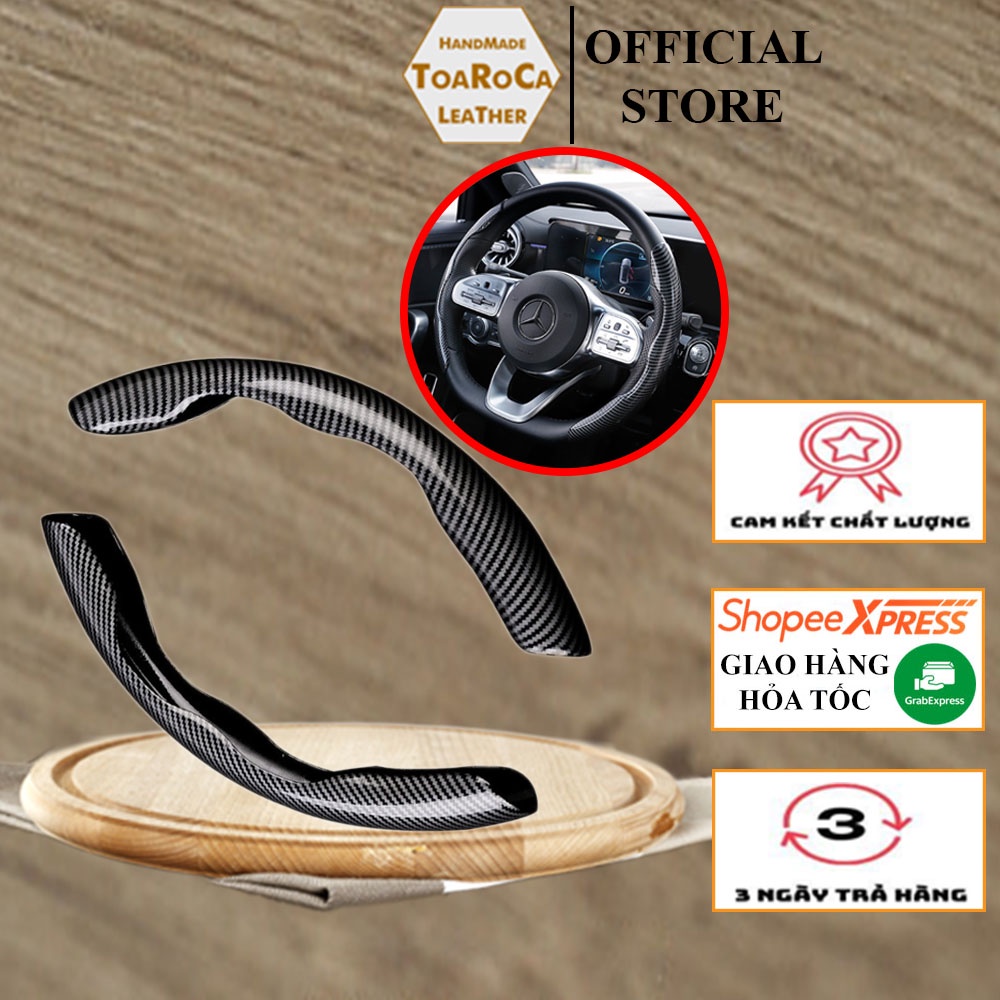 Ốp vô lăng xe ô tô kết cấu bằng sợi carbon bọc tay lái chống trầy tạo cảm giác thoải mái khi lái xe(đường kính 38cm)