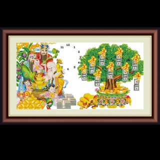 Tranh thêu chữ thập Phúc Lộc thọ 39 x75 cm
