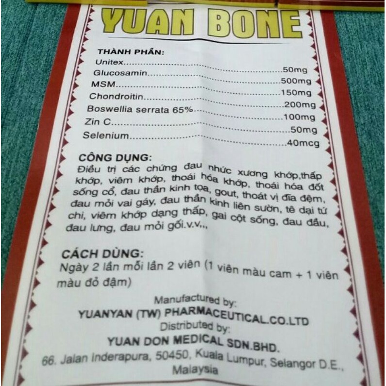 Yuan Bone-Hỗ trợ xương khớp