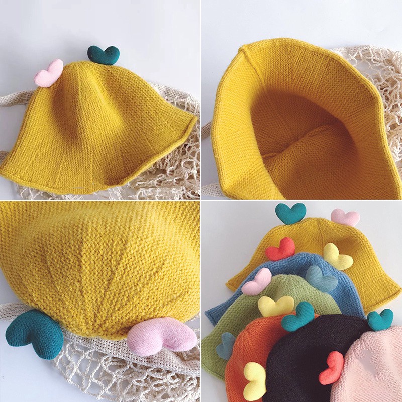 Mũ Beanie Cotton Mềm Mại Hình Trái Tim Đáng Yêu Cho Bé
