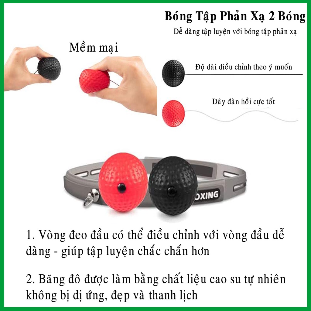 Combo 2 Bóng Tập Phản Xạ Đấm Bốc Boxing Võ Thuật Muaythai Treo Đầu Loại Nhẹ Và Nặng Cao Cấp