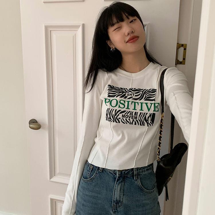 Áo Thun Tay Dài Bằng Cotton Nguyên Chất Thiết Kế Độc Đáo Dành Cho Nữ