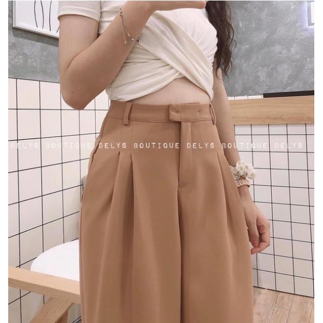 QUẦN XUÔNG ỐNG RỘNG DÁNG DÀI PHONG CÁCH HÀN QUỐC CÁ TÍNH TRẺ TRUNG THỜI TRANG BANAMO FASHION QUẦN SỚ DÀI 100cm 935