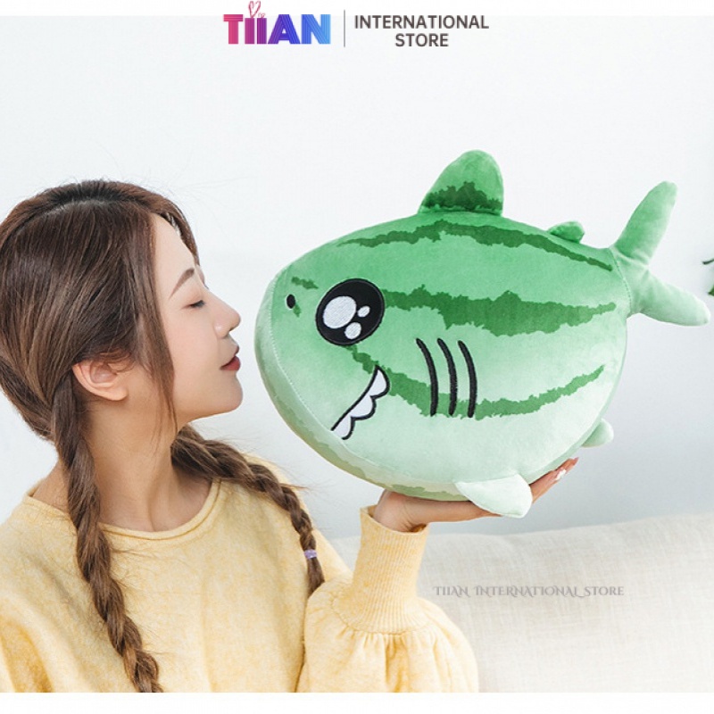 Thú Nhồi Bông Hình Cá Mập / Dưa Hấu / Dưa Hấu Sáng Tạo Vui Nhộn