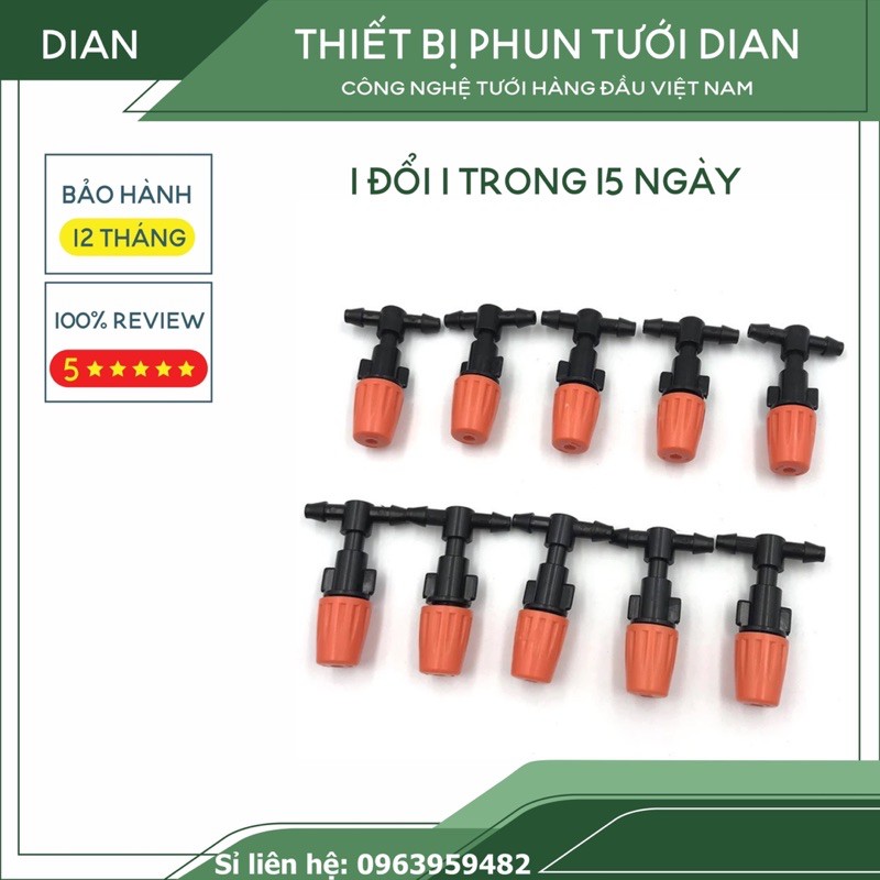 Béc phun sương hạt mịn 1 hướng chân tê nối ống 6mm