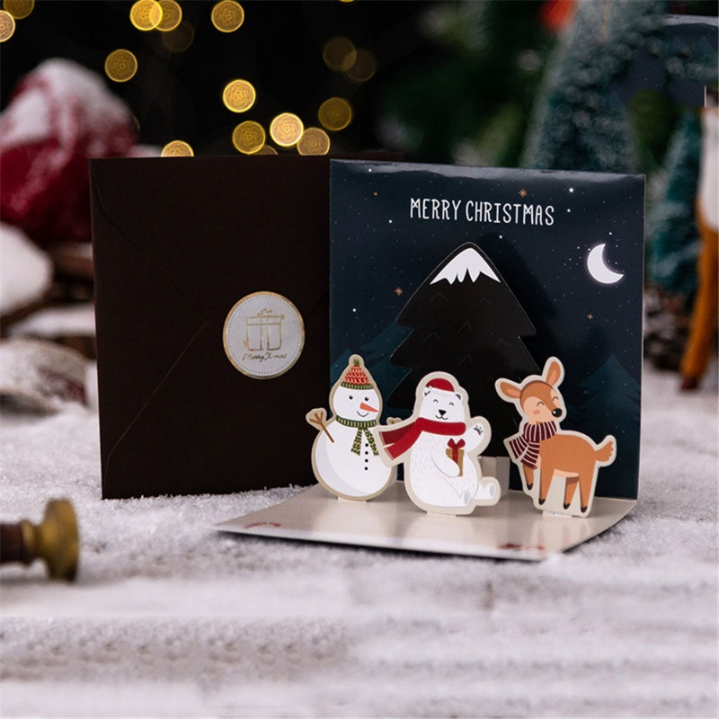 Thiệp Giáng Sinh Kèm Phong Bì / Thiệp Mời Hình Ông Già Noel Tuần Lộc / Thiệp Mời Cho Bé / Tiệc Giáng Sinh