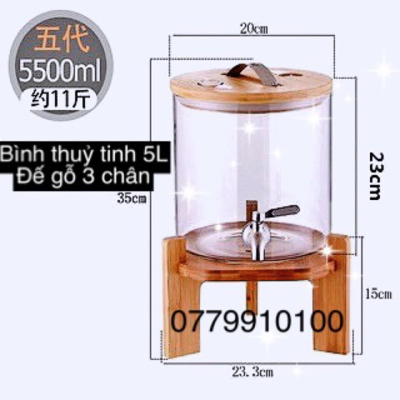 Bình thuỷ tinh vòi inox 5L-8L-11L